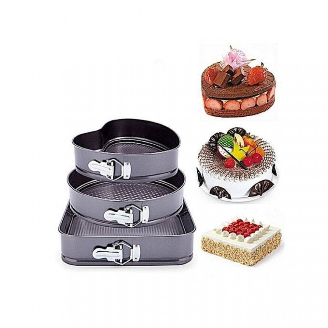 Ensemble De 3 Moules A Cake - 26/24/22cm - Noir