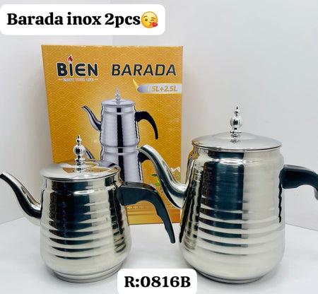 Théière Turque en Acier Inoxydable 1.5L + 2.5L – Service à Thé Double Bien Barada
