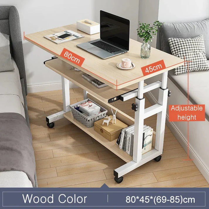 TABLE  d’ordinateur réglable avec roulettes – 80×45 cm